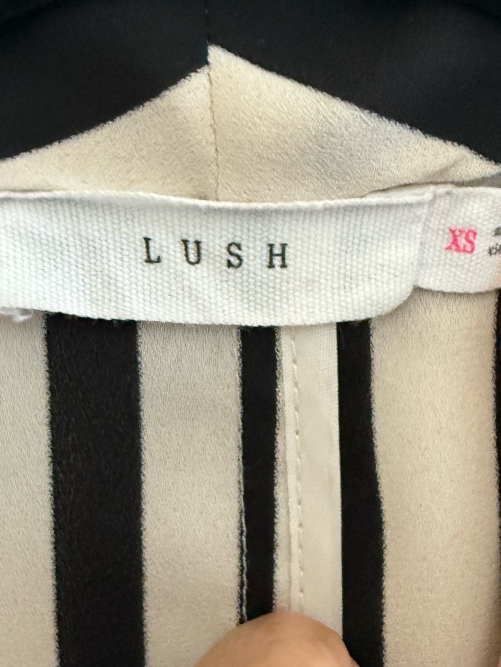 Lush Black and Cream Striped Open Polyester Blazer - Picture 2 of 4